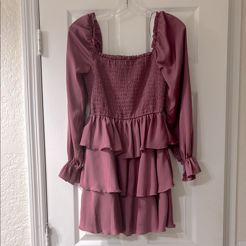 Elegant Mauve Ruffle Dress